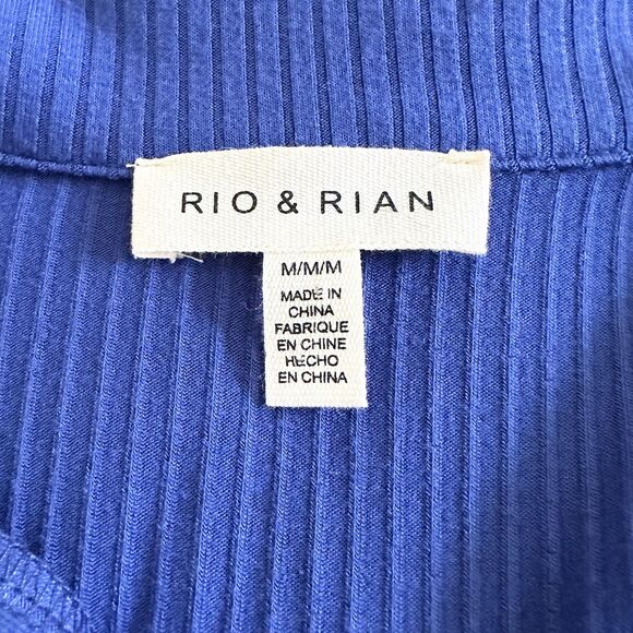 Rio & Rian Dress Size M Royal Blue Ribbed Collared Short Sleeves - Picture 5 of 9